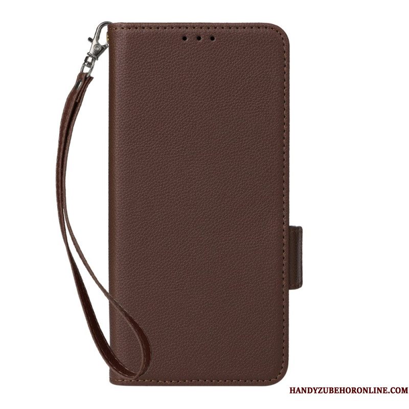 Leren Hoesje Voor Xiaomi Redmi Note 15 5g Lychee-textuur Met Bandje
