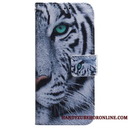 Leren Hoesje Voor Xiaomi Redmi Note 15 5g Witte Tijger