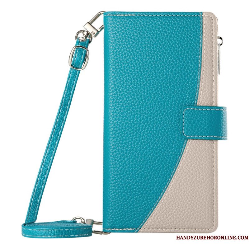 Leren Hoesje Voor Xiaomi Redmi Note 15 Pro 5g Tweekleurige Band En Schouderband