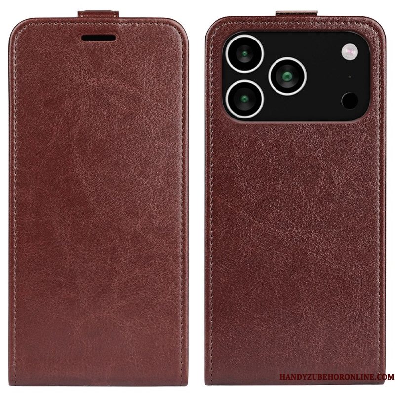 Leren Hoesje Voor iPhone 17 Pro Verticaal Flip-systeem