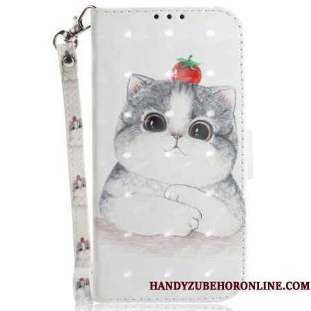 Leren Hoesje Xiaomi 15 Sleutelkoord Met Schattige Kat