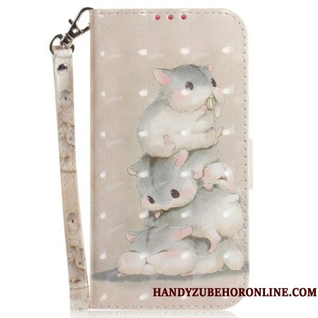 Leren Hoesje Xiaomi 15 Ultra Hamsters Met Sleutelkoord Bescherming Hoesje