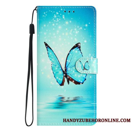 Leren Hoesje Xiaomi 15t Blauwe Vlinder Bescherming Hoesje