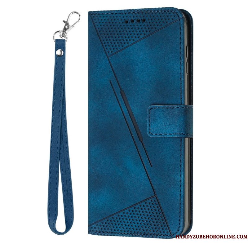 Leren Hoesje Xiaomi 15t Driehoekig Patroon Met Bandje