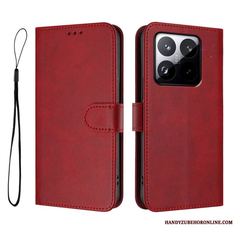 Leren Hoesje Xiaomi 15t Effen Design Met Rfid-bescherming