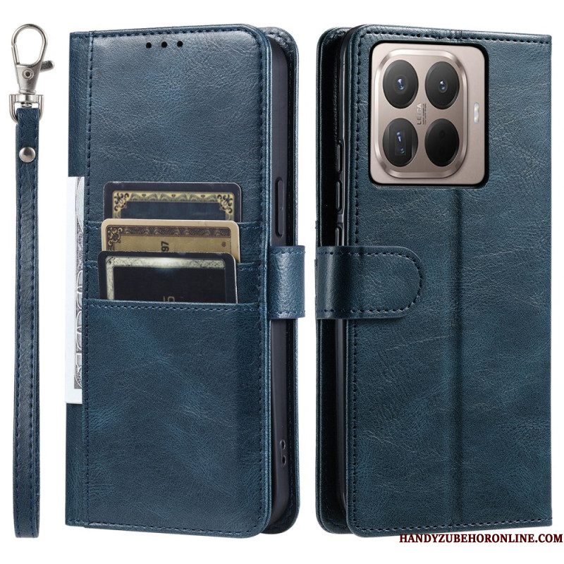 Leren Hoesje Xiaomi 15t Pro 6 Kaartsleuven En Koord Bescherming Hoesje