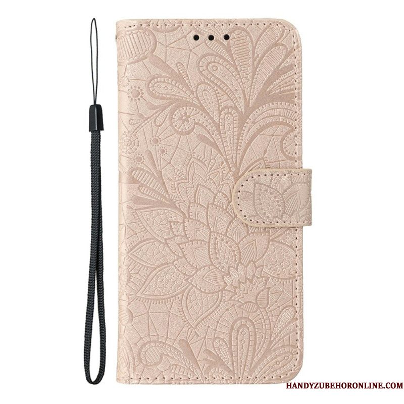 Leren Hoesje Xiaomi 17 Bloemenkantpatroon Bescherming Hoesje