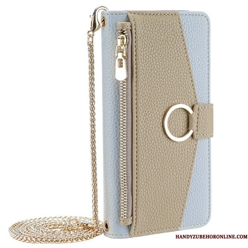 Leren Hoesje Xiaomi 17 Pro Max Spiegel En Schouderband Met Ketting Bescherming Hoesje