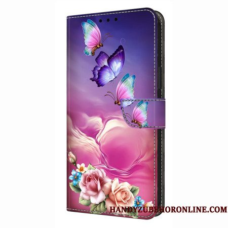 Leren Hoesje Xiaomi Redmi Note 14 4g Bloemen En Vlinders