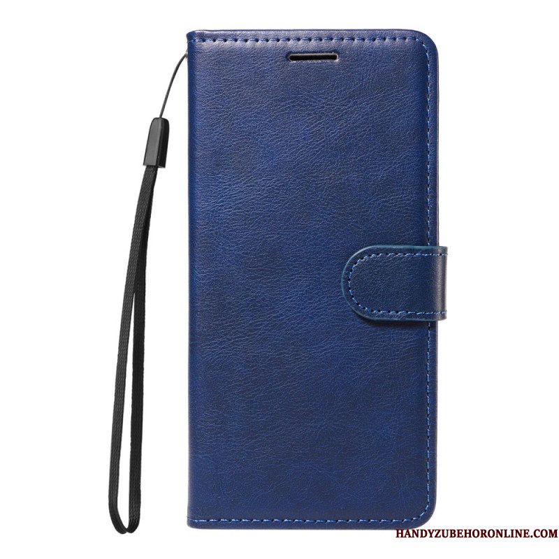 Leren Hoesje Xiaomi Redmi Note 14 4g Effen Kunstleer Met Riempje Bescherming Hoesje