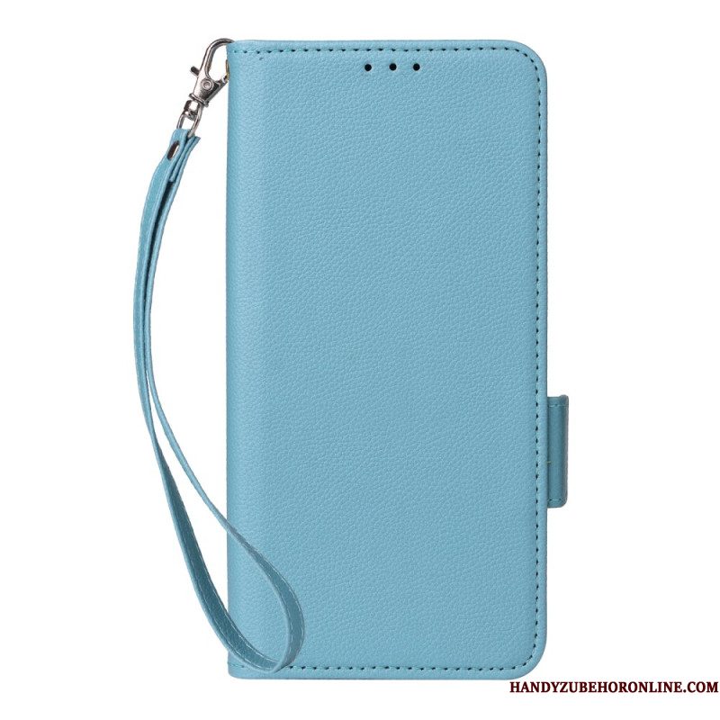 Leren Hoesje Xiaomi Redmi Note 14 5g Lychee Textuur Met Bandje Bescherming Hoesje