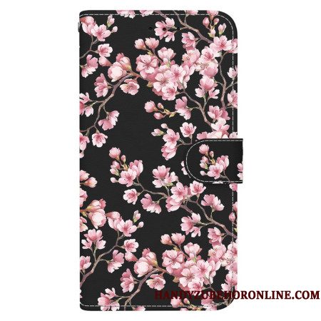 Leren Hoesje Xiaomi Redmi Note 14 5g Pruimenbloesems
