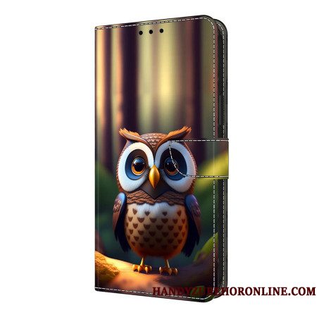 Leren Hoesje Xiaomi Redmi Note 14 Pro 4g Bruine Uil Bescherming Hoesje