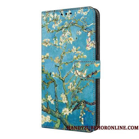 Leren Hoesje Xiaomi Redmi Note 14 Pro 4g Witte Takken Bescherming Hoesje