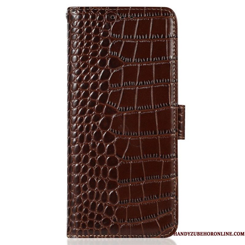 Leren Hoesje Xiaomi Redmi Note 14 Pro 5g Leer Met Krokodillenprint