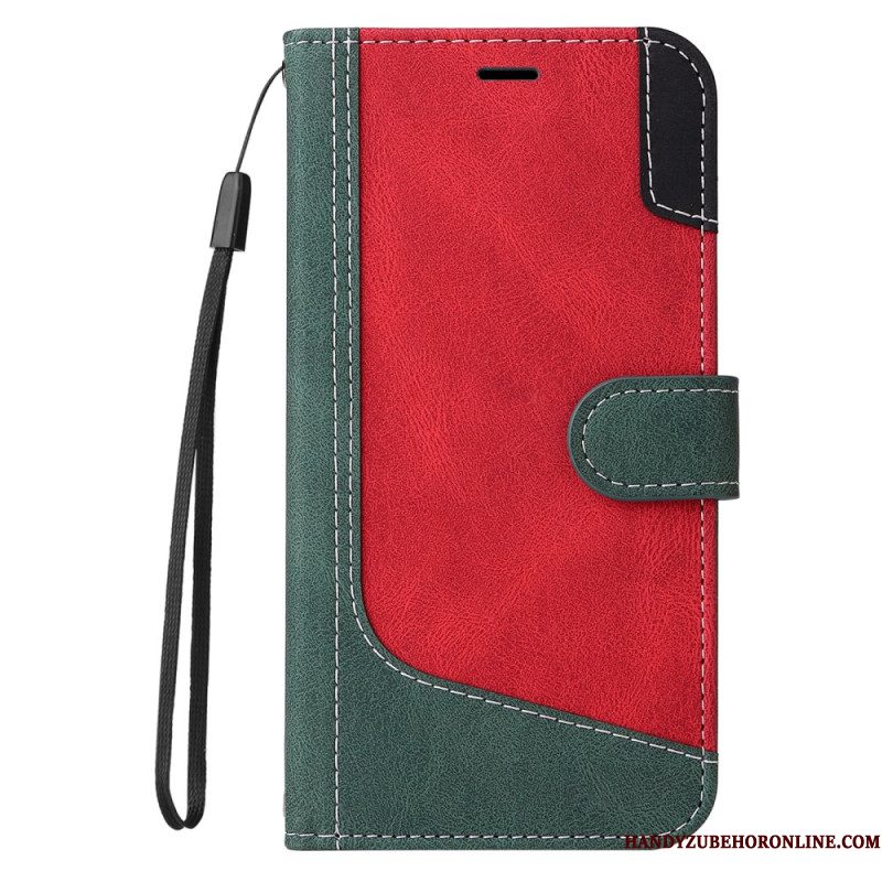 Leren Hoesje Xiaomi Redmi Note 14 Pro Plus 5g Driekleurige Strap-on