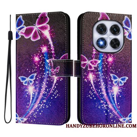 Leren Hoesje Xiaomi Redmi Note 14 Pro Plus 5g Feestelijk Vlinderpatroon Bescherming Hoesje