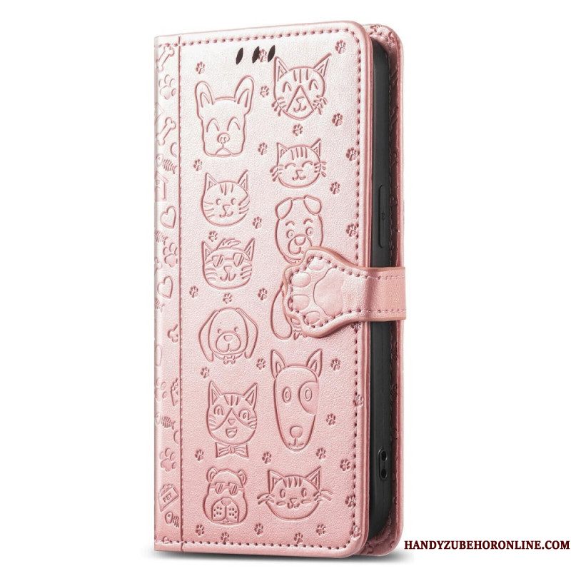 Leren Hoesje Xiaomi Redmi Note 14 Pro Plus 5g Geanimeerde Dieren Bescherming Hoesje