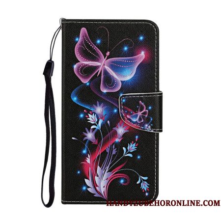 Leren Hoesje Xiaomi Redmi Note 14 Pro Plus 5g Gloeiende Vlinders