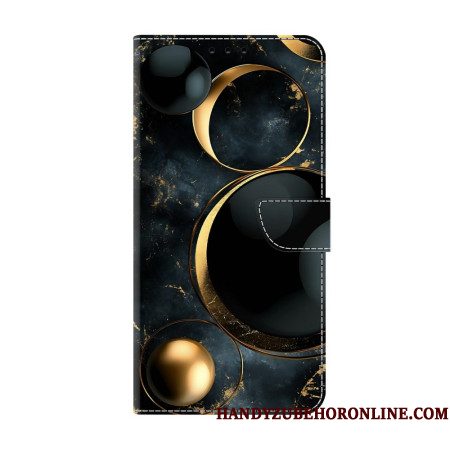 Leren Hoesje Xiaomi Redmi Note 15 5g Gouden Ringen Bescherming Hoesje
