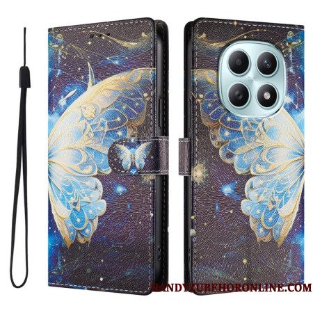Leren Hoesje Xiaomi Redmi Note 15 5g Vlinder Met Sterren Bescherming Hoesje