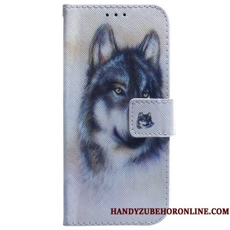 Leren Hoesje Xiaomi Redmi Note 15 5g Wolf In Aquarel