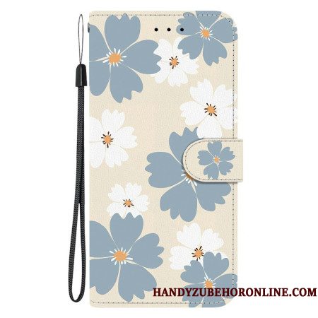 Leren Hoesje Xiaomi Redmi Note 15 Pro 5g Blauwe Madeliefjes