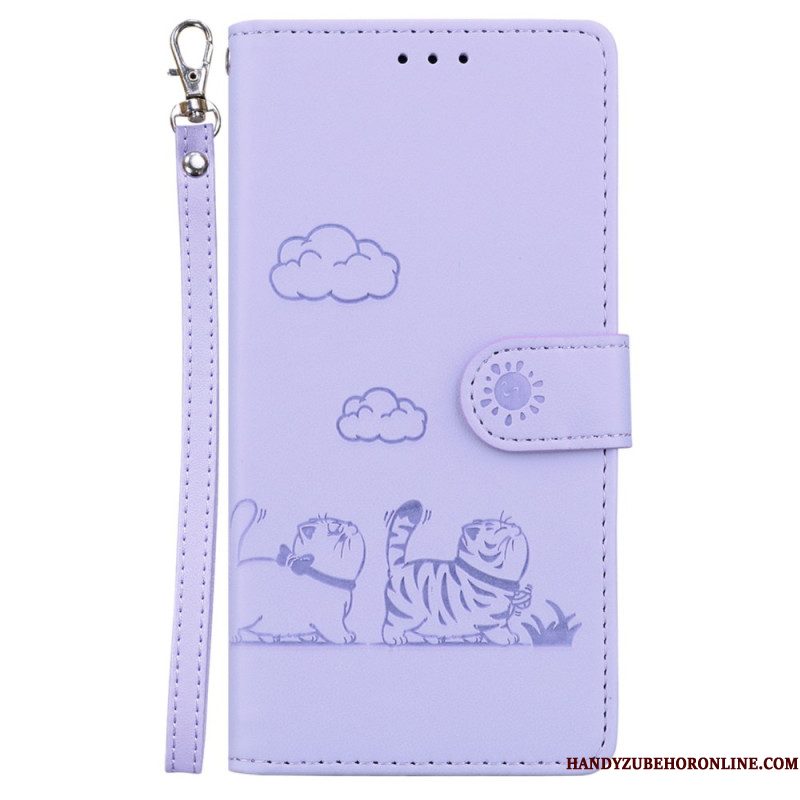 Leren Hoesje Xiaomi Redmi Note 15 Pro 5g Kattenscène Bescherming Hoesje