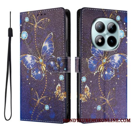 Leren Hoesje Xiaomi Redmi Note 15 Pro Plus 5g Kostbare Vlinders Bescherming Hoesje